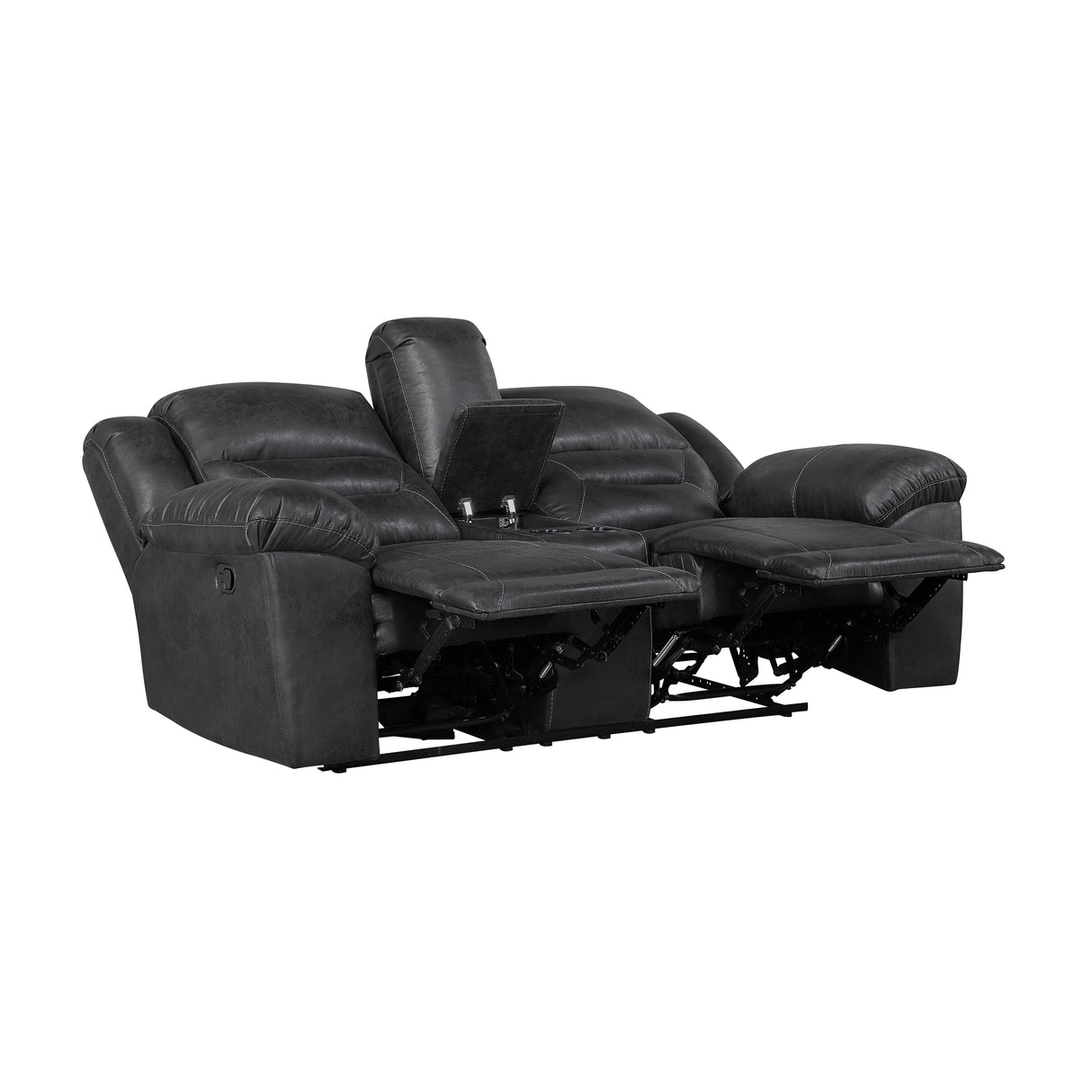 Hazen Black Double Reclining Loveseat with Center Console from Homelegance - Luna Furniture