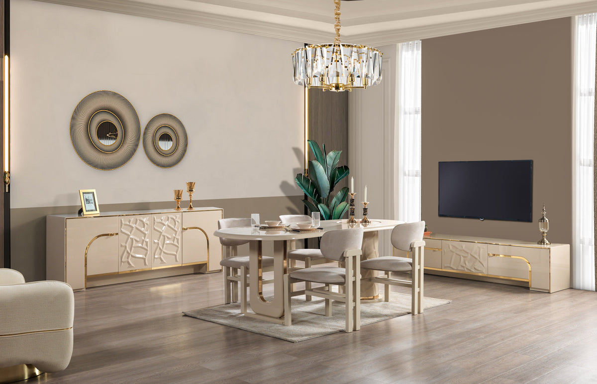 Helena Ivory 7-Piece Dining Set from Nova Furniture - Luna Furniture