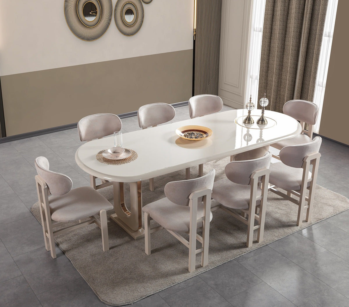 Helena Ivory 9-Piece Dining Set from Nova Furniture - Luna Furniture
