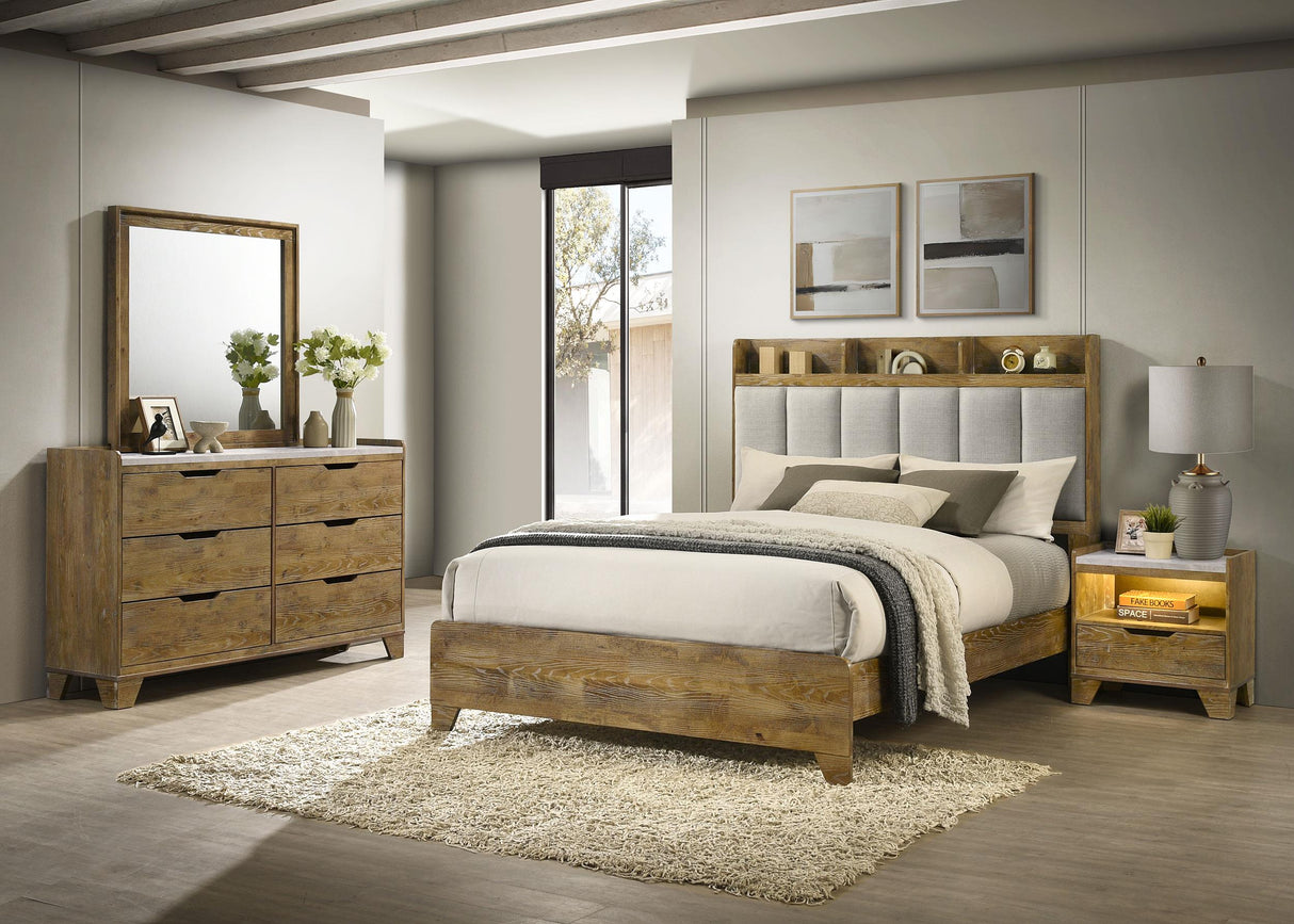 Henderson Medium Oak 4-Piece Queen Bedroom Set from Coaster - Luna Furniture