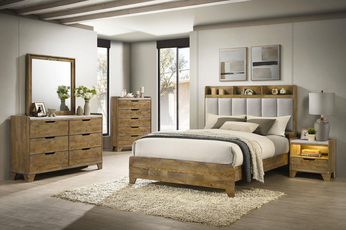Henderson Medium Oak 5-Piece Queen Bedroom Set from Coaster - Luna Furniture