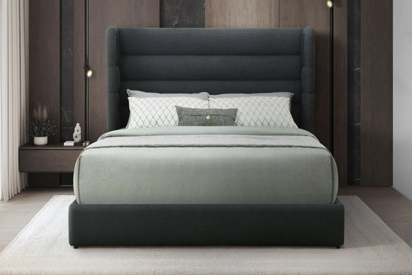 Hero Black Queen Upholstered Platform Bed with Bluetooth Speaker