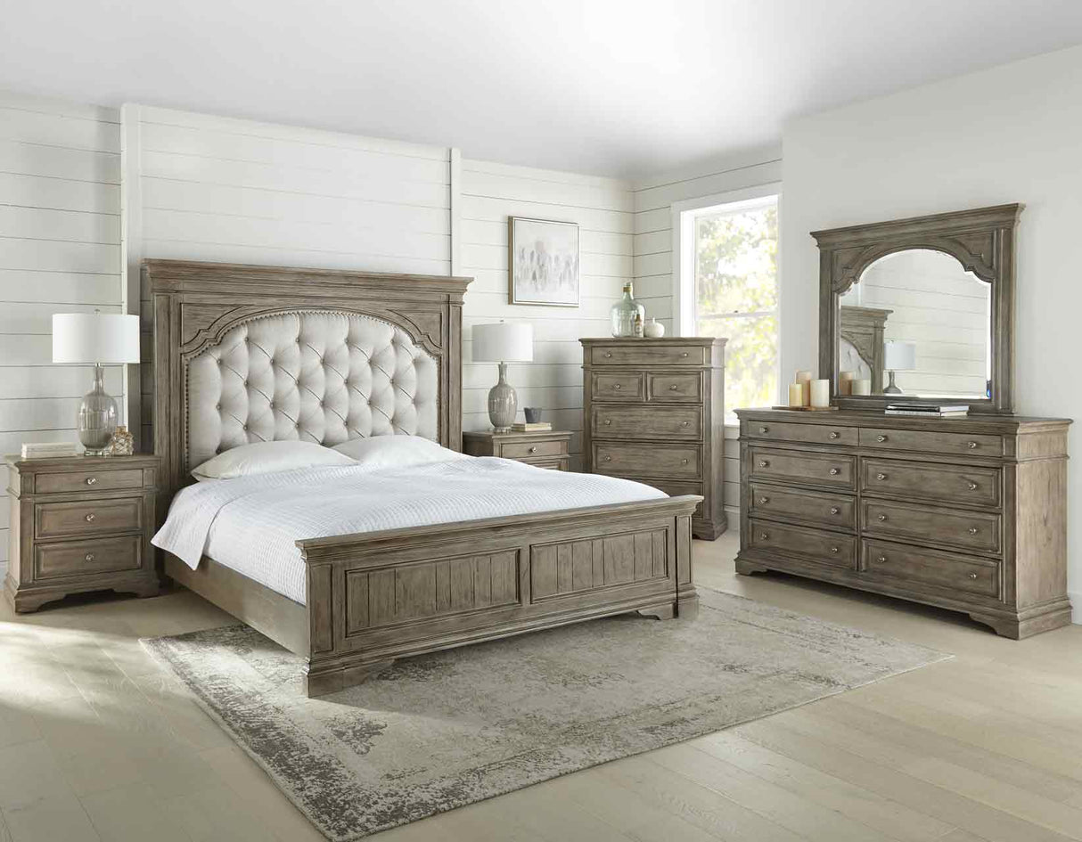 Highland Park Tan 4-Piece Queen Set(Q Bed/NS/Dresser/Mir) from Steve Silver - Luna Furniture