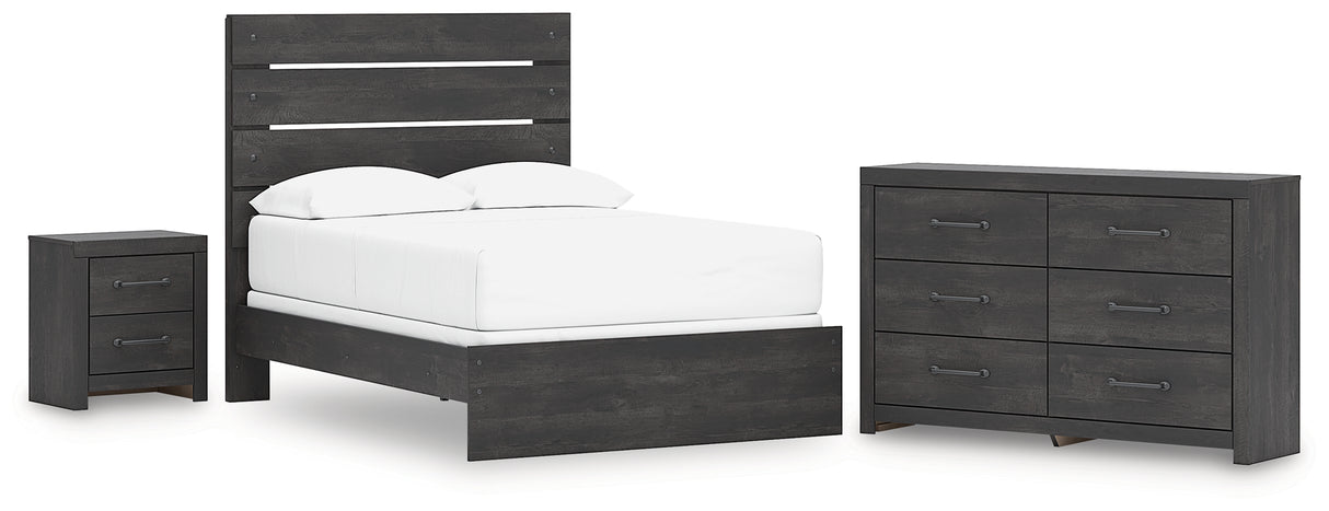 Hollivern Full Panel Bed with Dresser and Nightstand in Dark Gray from Ashley - Luna Furniture