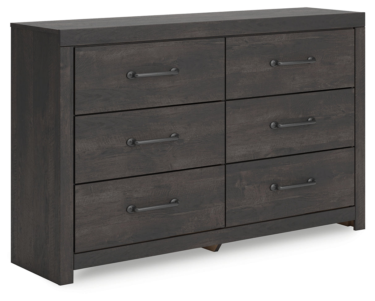 Hollivern Full Panel Bed with Storage with Dresser and Nightstand in Dark Gray from Ashley - Luna Furniture