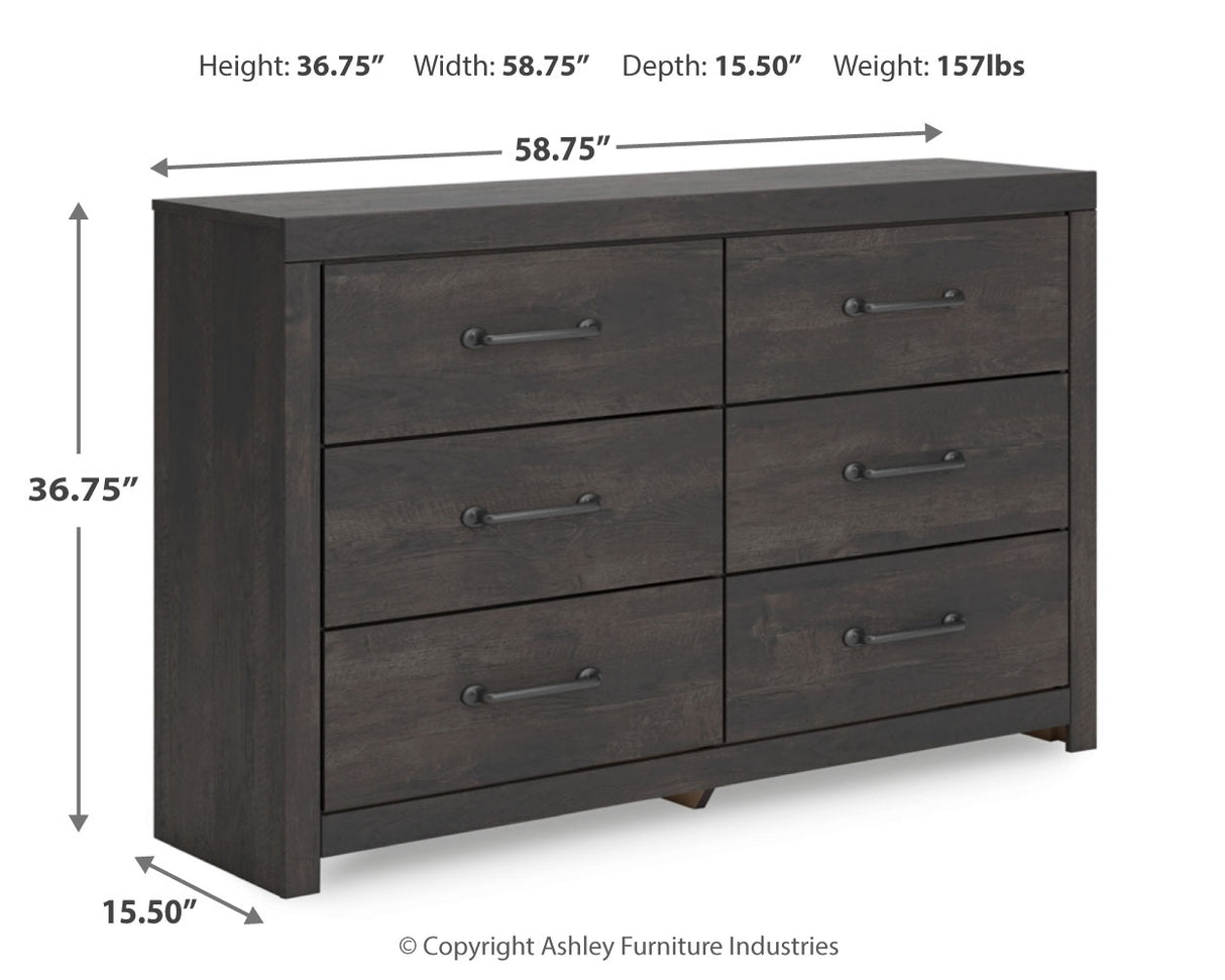 Hollivern Full Panel Bed with Storage with Dresser and Nightstand in Dark Gray from Ashley - Luna Furniture