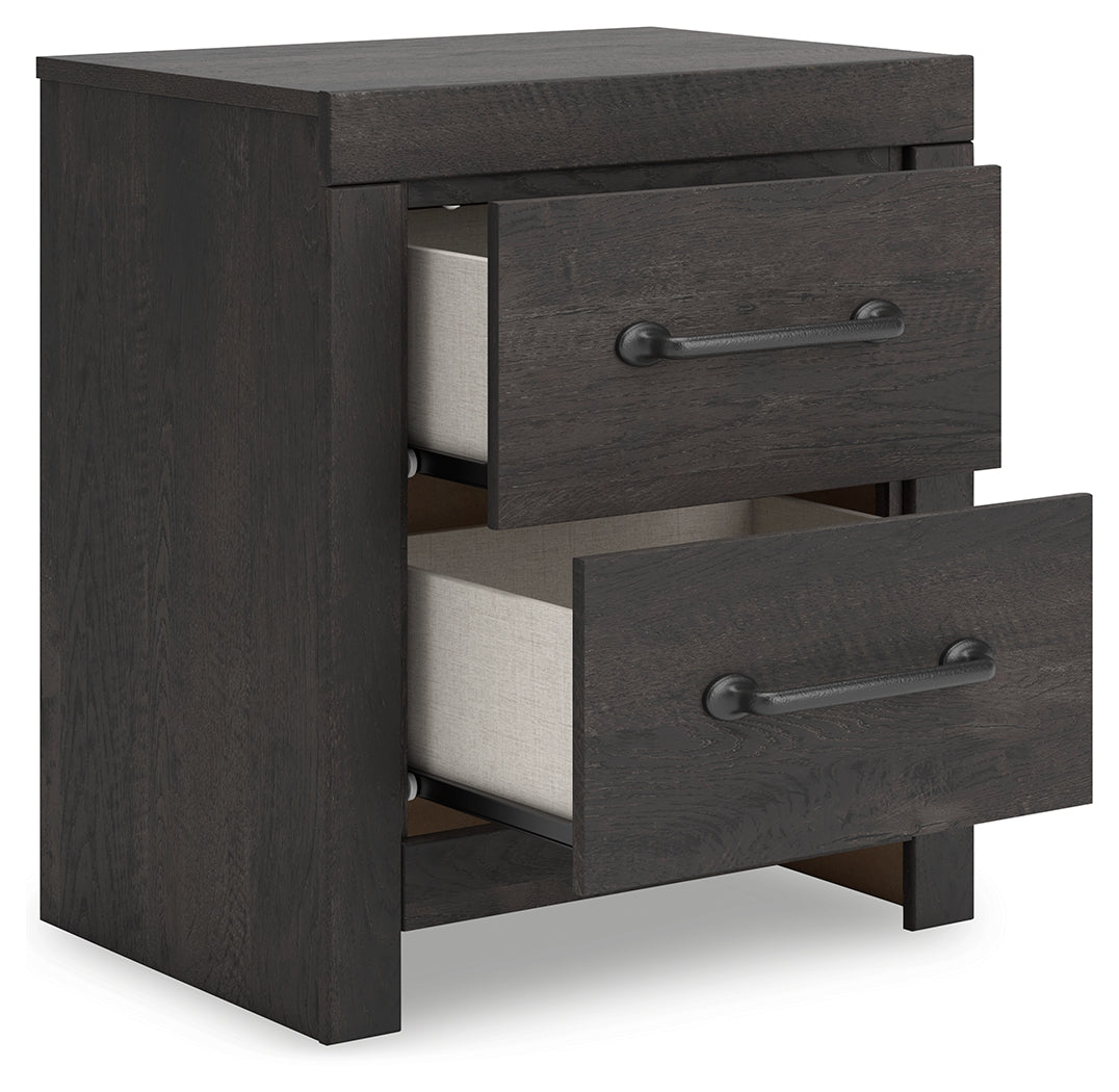 Hollivern Full Panel Bed with Storage with Mirrored Dresser, Chest and Nightstand in Dark Gray from Ashley Furniture - Luna Furniture