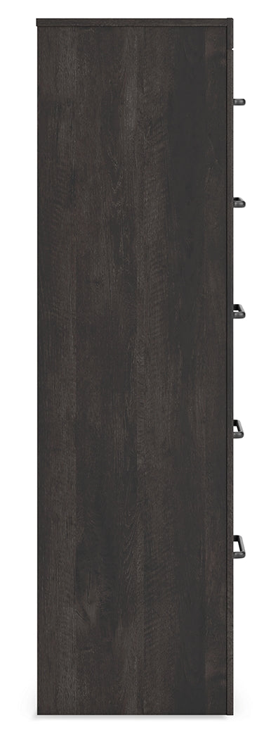 Hollivern Full Panel Bed with Storage with Mirrored Dresser, Chest and Nightstand in Dark Gray from Ashley - Luna Furniture