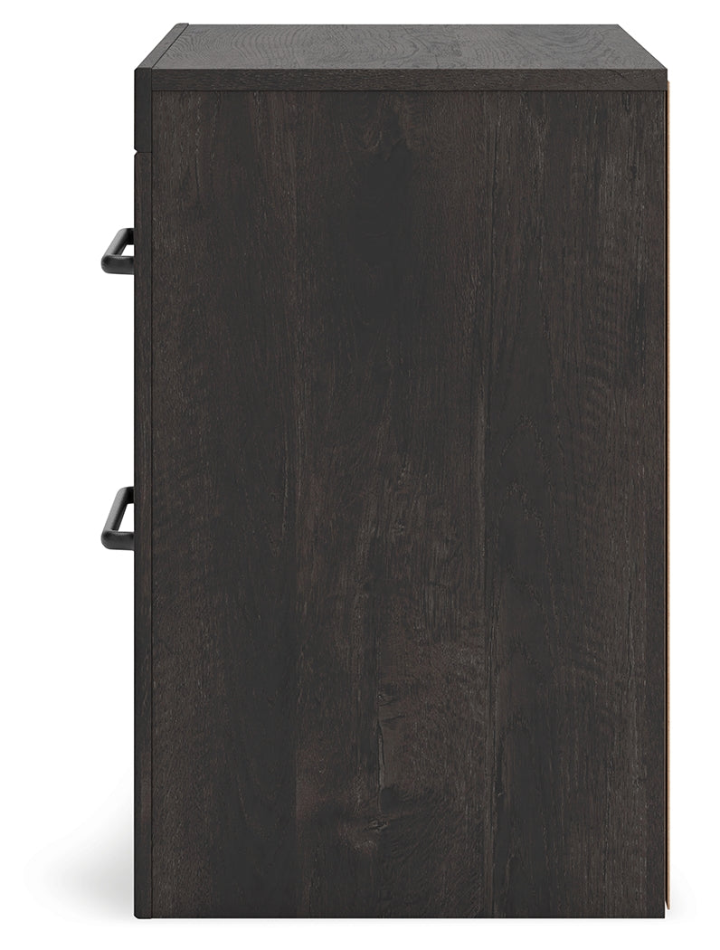 Hollivern Full Panel Bed with Storage with Mirrored Dresser and 2 Nightstands in Dark Gray from Ashley Furniture - Luna Furniture