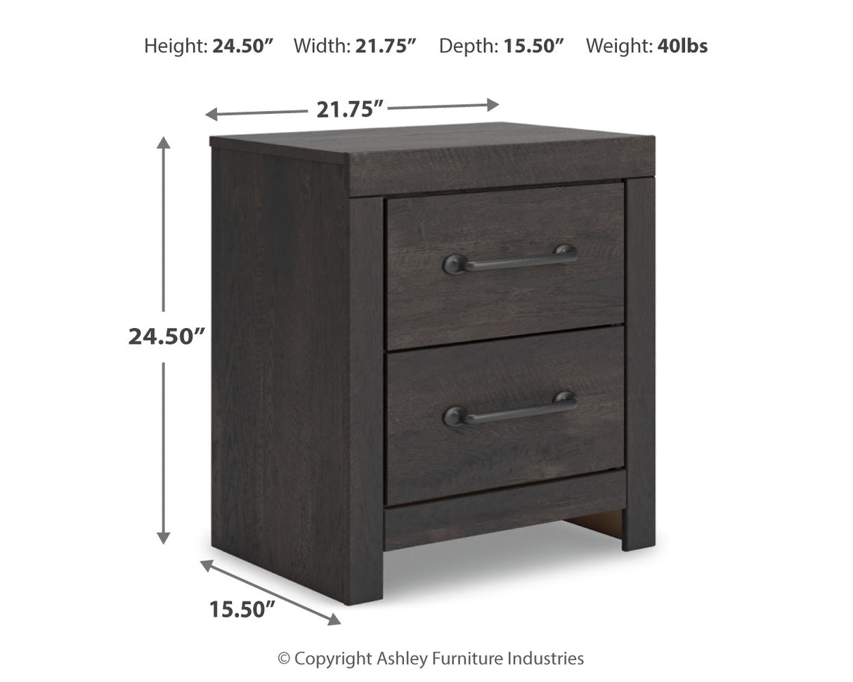 Hollivern Full Panel Bed with Storage with Mirrored Dresser and Nightstand in Dark Gray from Ashley - Luna Furniture