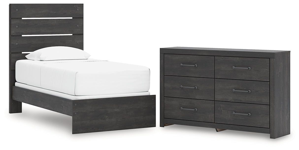 Hollivern Twin Panel Bed with Dresser in Dark Gray from Ashley - Luna Furniture