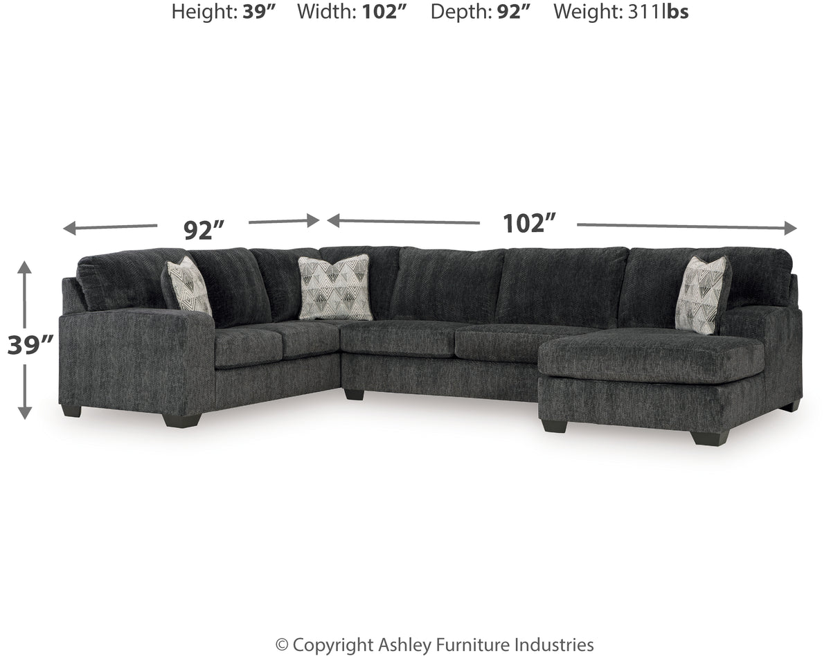 Hollyview Shadow 3-Piece Sectional with Chaise from Ashley Furniture - Luna Furniture