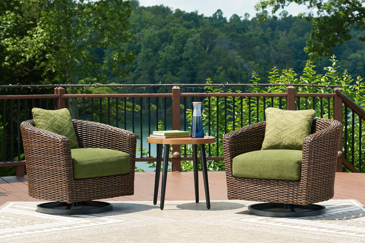 Horizon Hall 2 Lounge Chairs with End Table in Brown/Green from Ashley Furniture - Luna Furniture