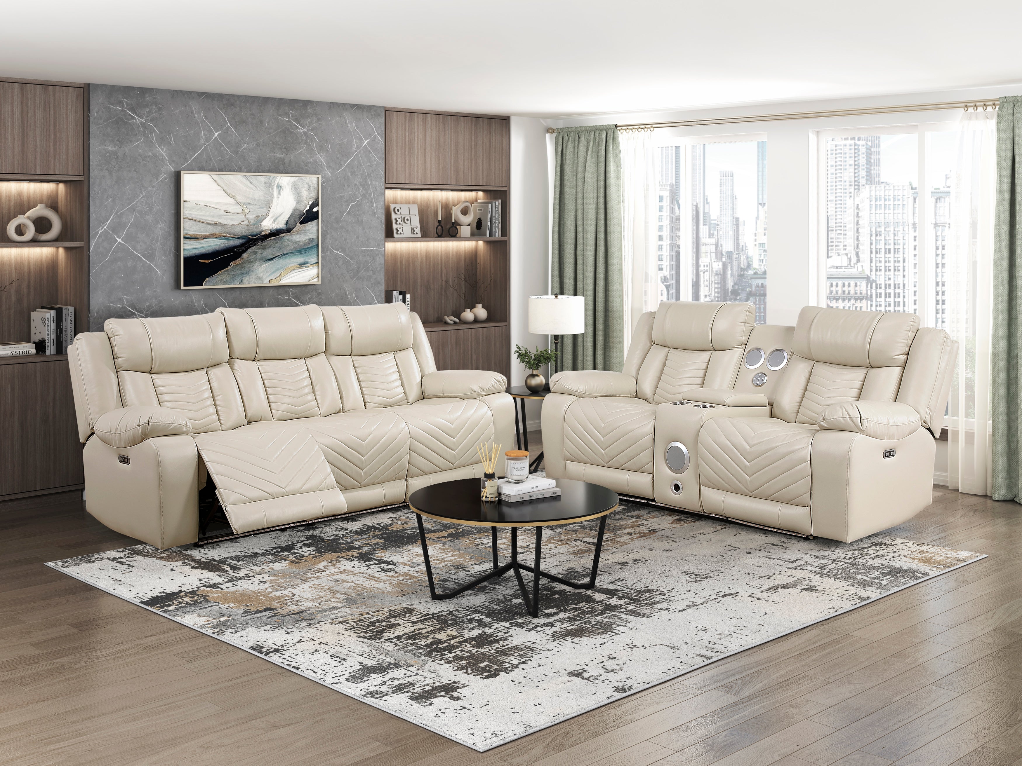 Homelegance Huron Beige Power Double Reclining Living Room Set