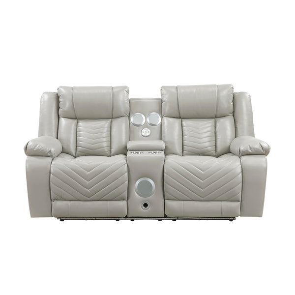 Huron Gray Power Double Reclining Loveseat with Center Console