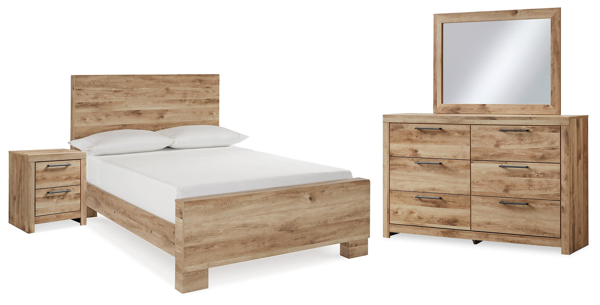 Hyanna Full Panel Bed with Mirrored Dresser and Nightstand in Tan Brown from Ashley Furniture - Luna Furniture
