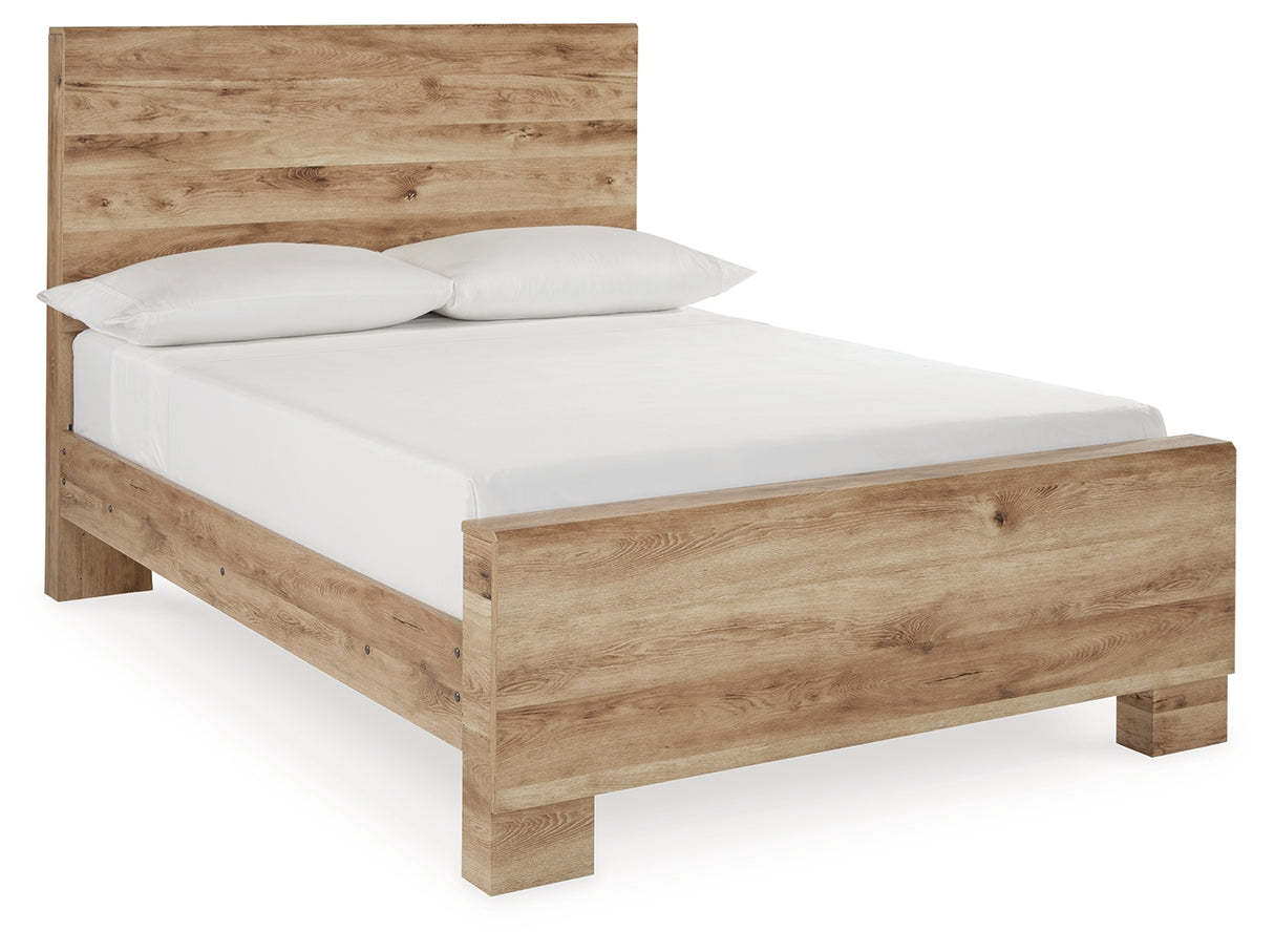 Hyanna Full Panel Bed with Mirrored Dresser and Nightstand in Tan Brown from Ashley Furniture - Luna Furniture