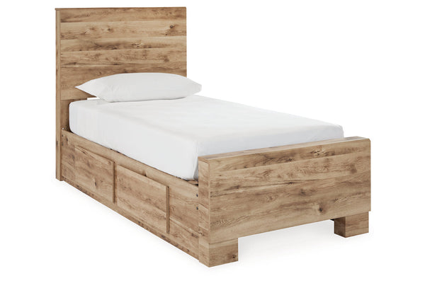 Hyanna Tan Brown Twin Storage Platform Bed with 4 Drawers