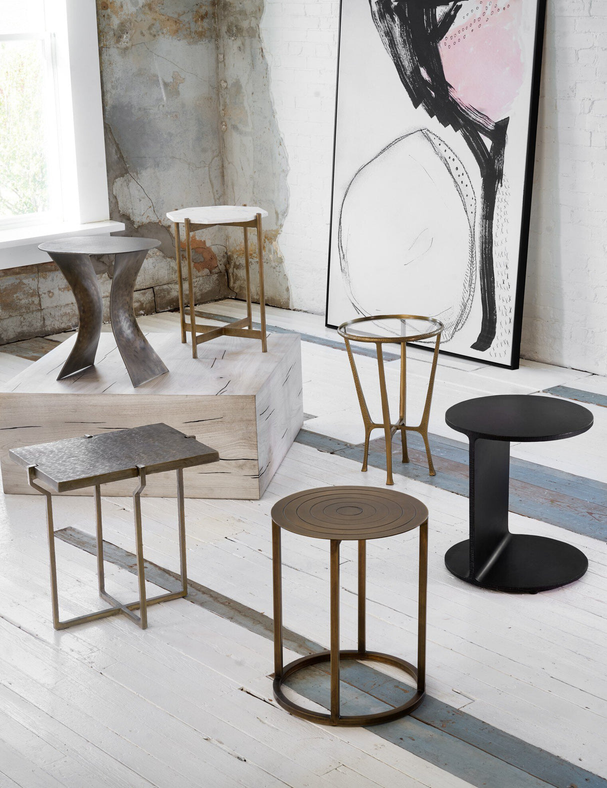 Creighton End Table in Aged Brass from Four Hands - Luna Furniture