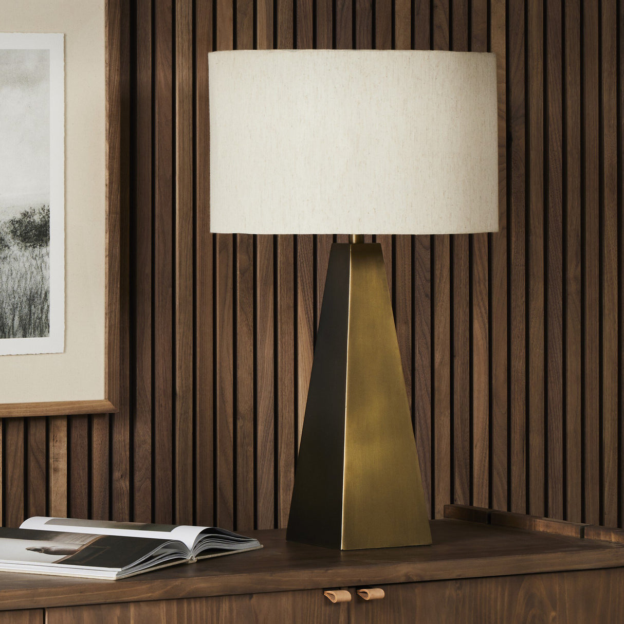 Leander Table Lamp in Dark Antique Brass from Four Hands - Luna Furniture