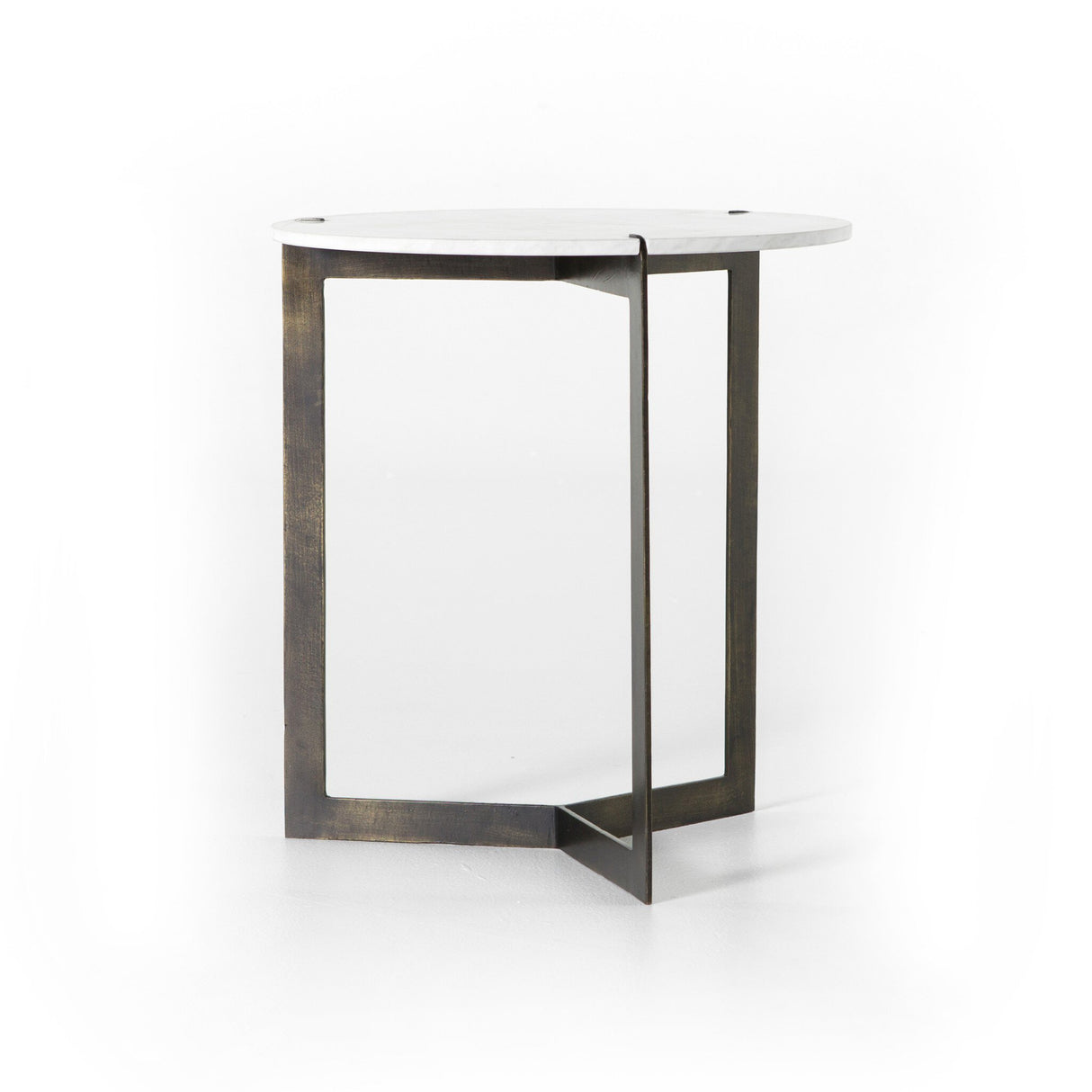 Kiva End Table in Polished White Marble from Four Hands - Luna Furniture