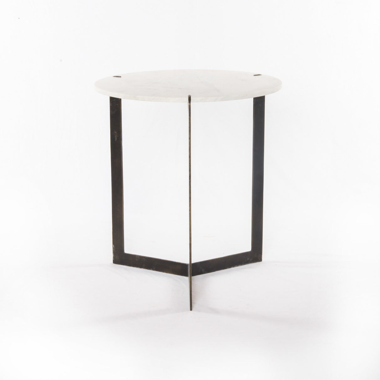 Kiva End Table in Polished White Marble from Four Hands - Luna Furniture