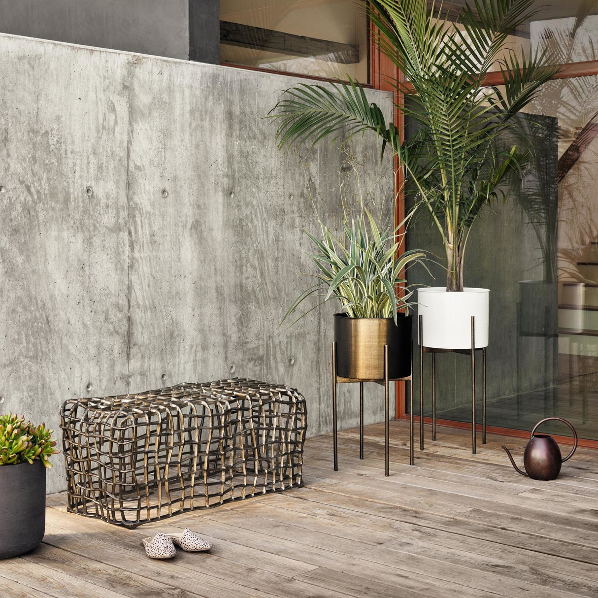 Zander Outdoor Bench in Aged Bronze from Four Hands - Luna Furniture