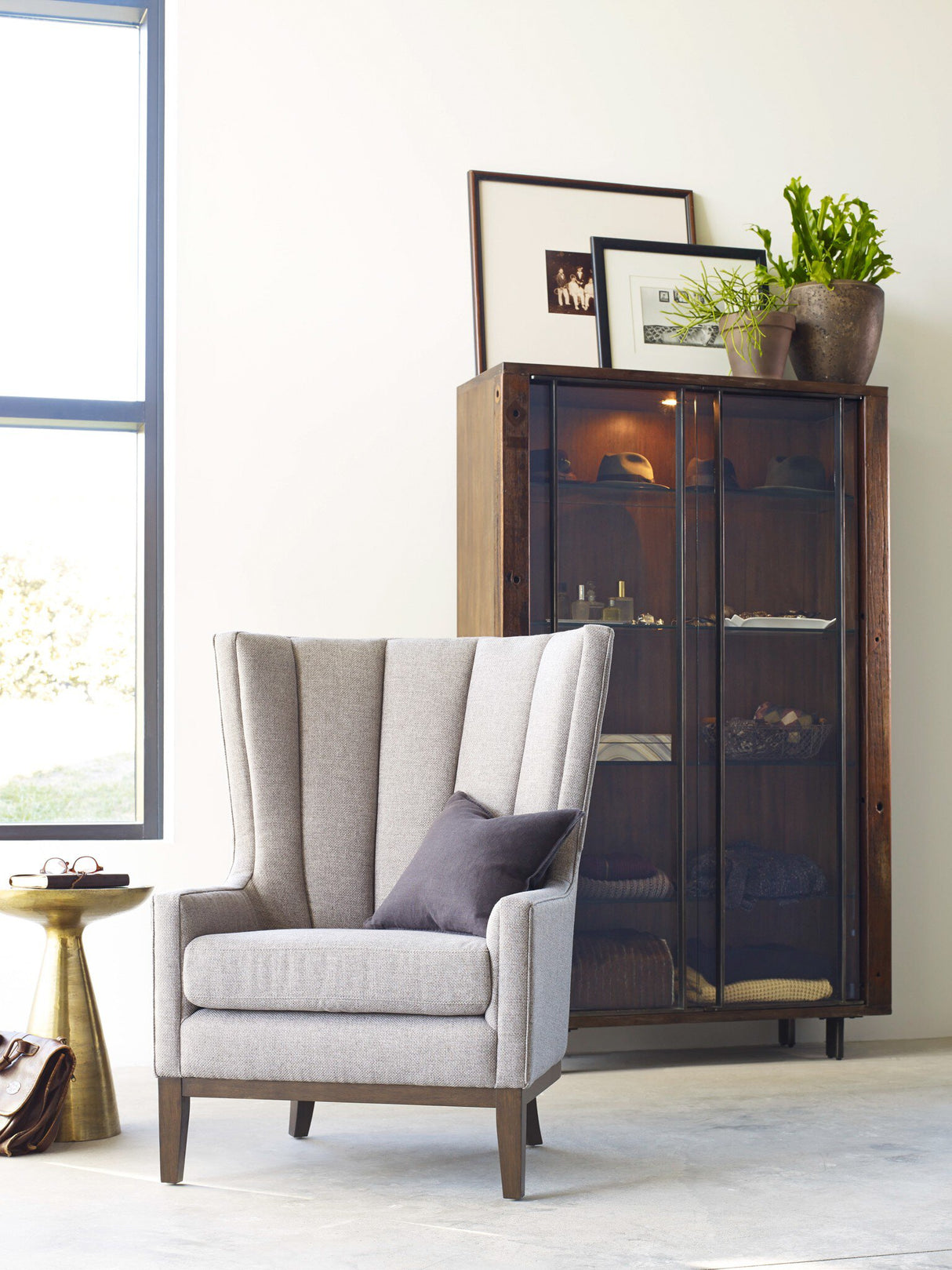 Marlow Mod Pedestal Table in Ash Glass from Four Hands - Luna Furniture