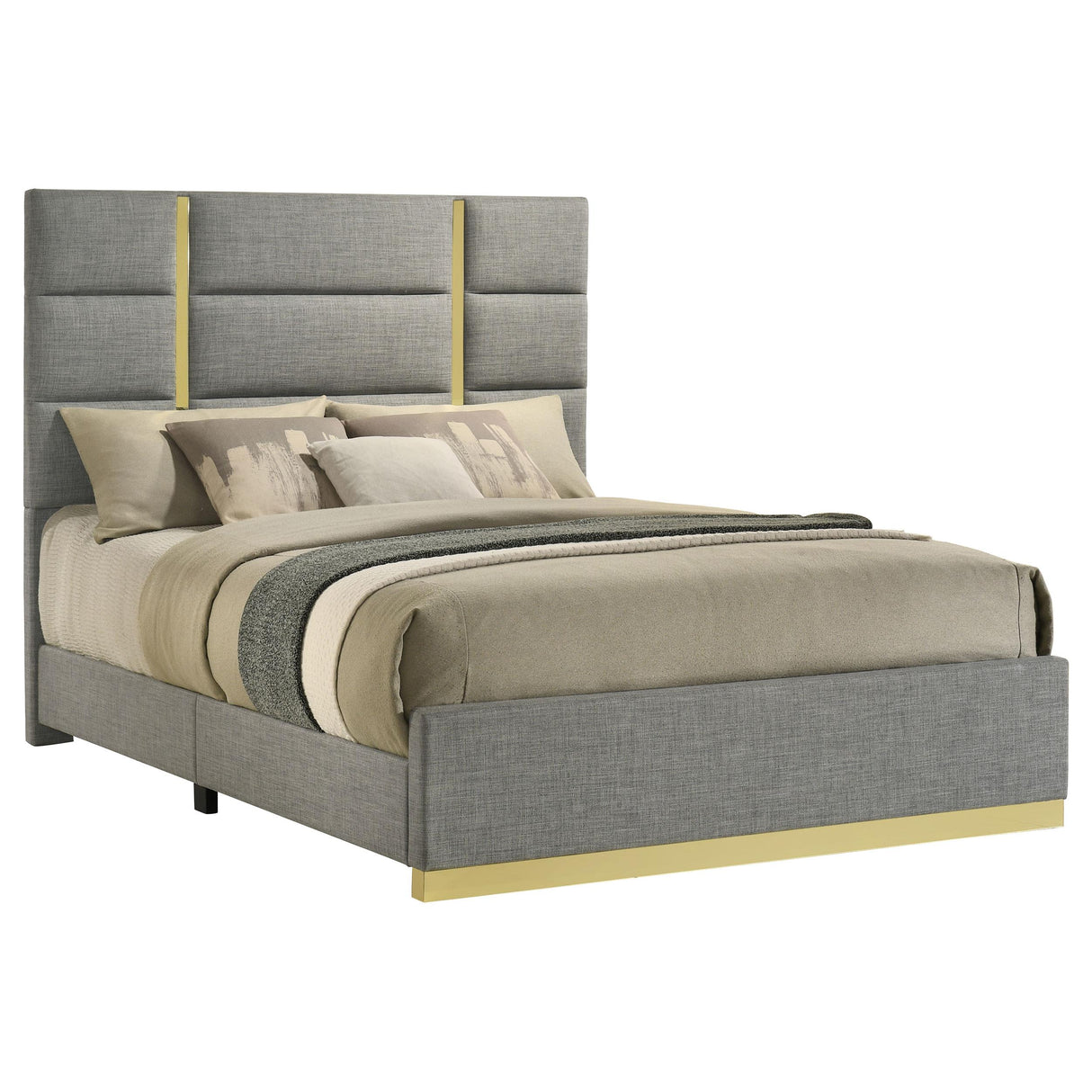 Ines Gray and White High Gloss 5-Piece Queen Bedroom Set from Coaster - Luna Furniture