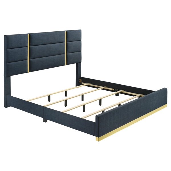 Ines Navy 52-inch Upholstered Eastern King Panel Bed