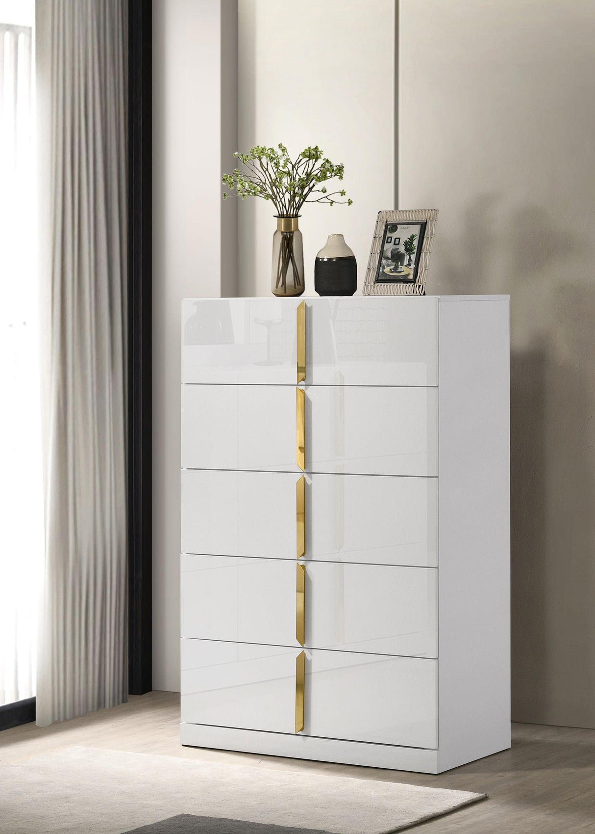 Ines Navy and White High Gloss Bedroom Set from Coaster - Luna Furniture