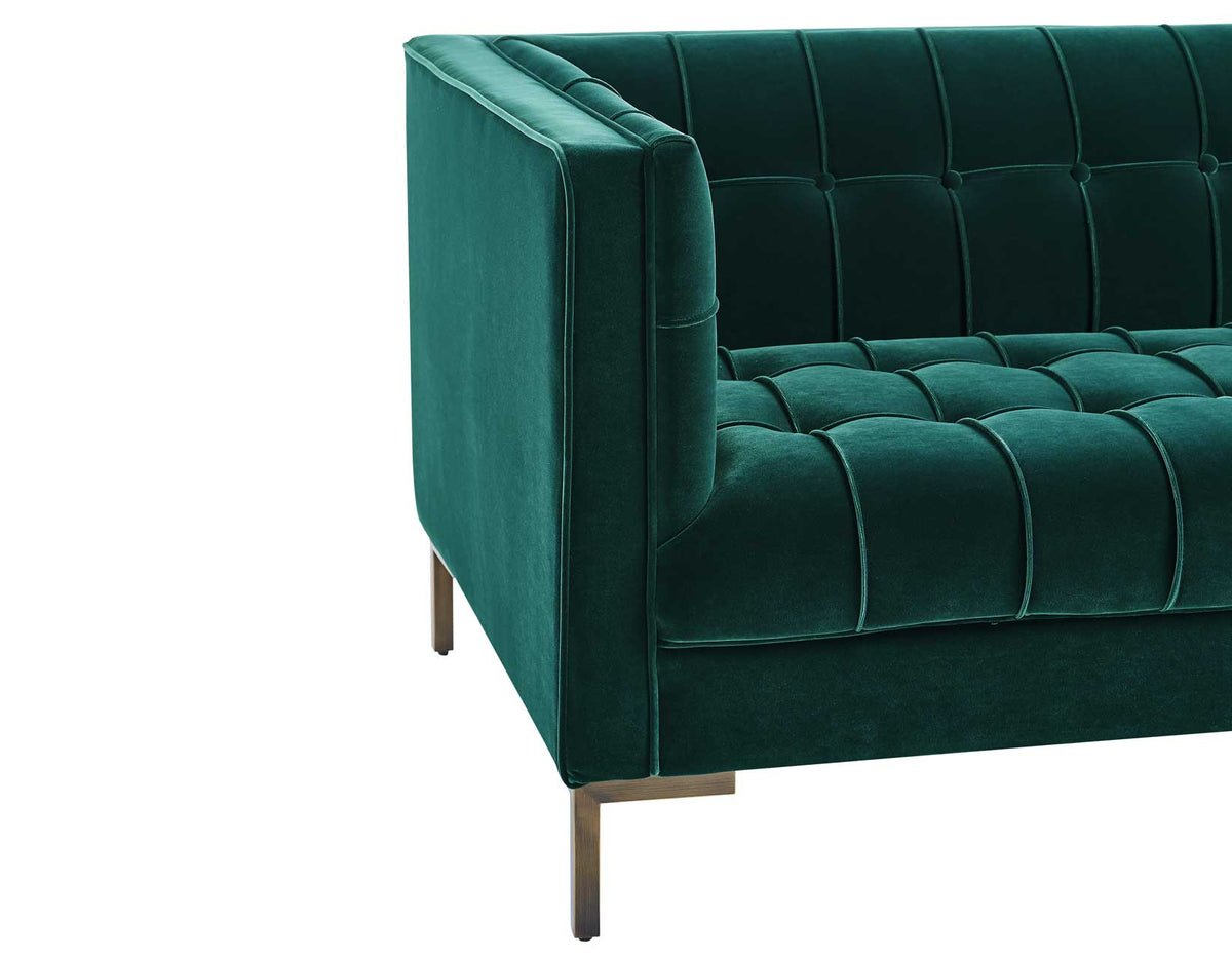 Isaac Channel Stitched Green Velvet Loveseat from Steve Silver - Luna Furniture