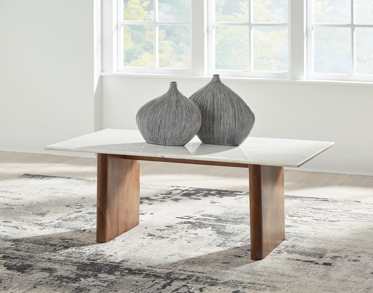 Isanti Coffee Table with 1 End Table in Light Brown/White from Ashley - Luna Furniture