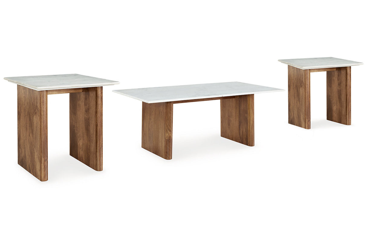 Isanti Light Brown/White Coffee Table and 2 End Tables from Ashley - Luna Furniture