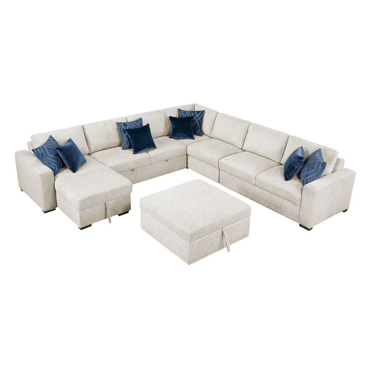 8548BE*7VC2ACR2ACLACAOT (7)6-Piece Sectional with Reversible Chaise, Pull-out Bed, Hidden Storage and Ottoman from Homelegance - Luna Furniture