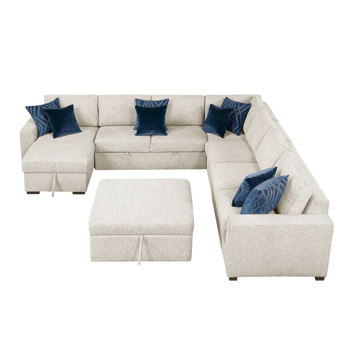 8548BE*7VC2ACR2ACLACAOT (7)6-Piece Sectional with Reversible Chaise, Pull-out Bed, Hidden Storage and Ottoman from Homelegance - Luna Furniture