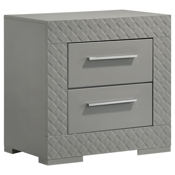 Ives Gray High Gloss 2-Drawer Nightstand