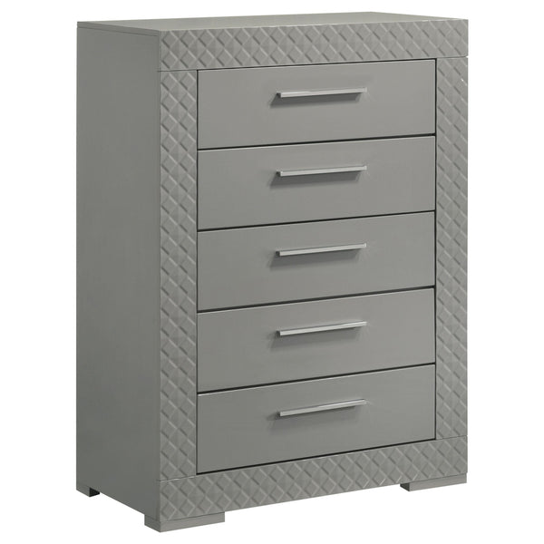 Ives Gray High Gloss 5-Drawer Bedroom Chest
