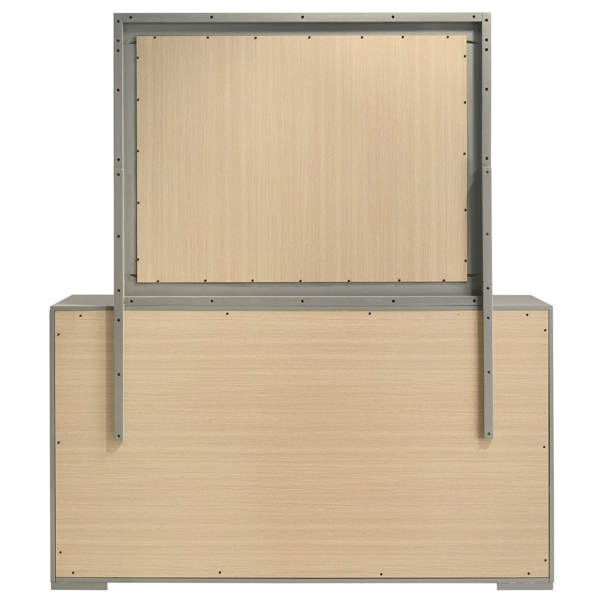 Ives Gray High Gloss 6-Drawer Dresser and Mirror from Coaster - Luna Furniture