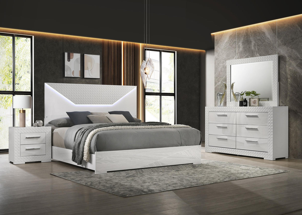 Ives White High Gloss Bedroom Set from Coaster - Luna Furniture