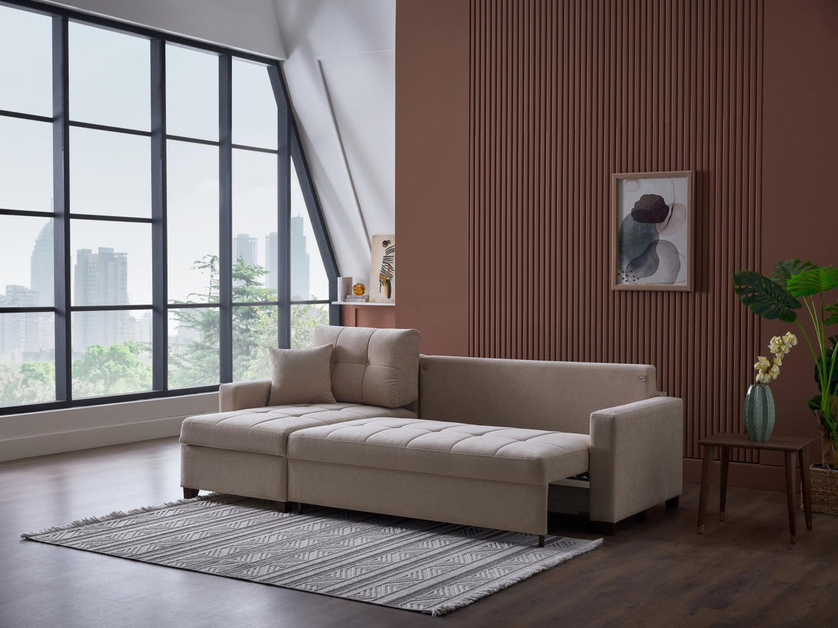 Ivy Koopsi Beige Sleeper Storage Sectional from Bellona - Luna Furniture