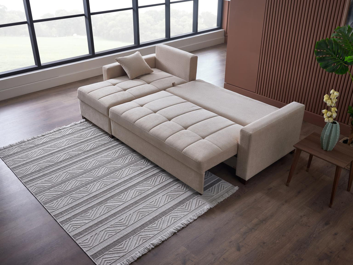 Ivy Koopsi Beige Sleeper Storage Sectional from Bellona - Luna Furniture