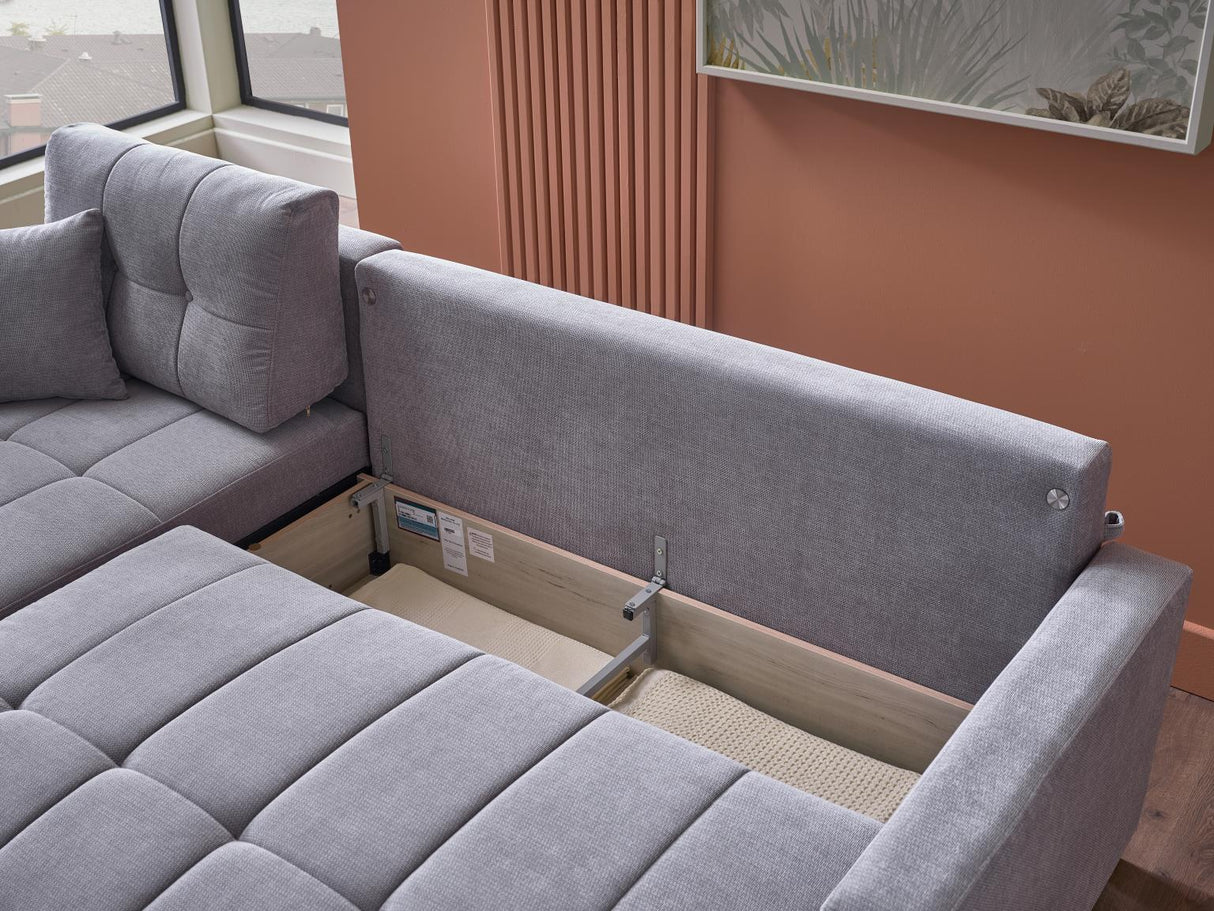 Ivy Koopsi Gray Sleeper Storage Sectional from Bellona - Luna Furniture