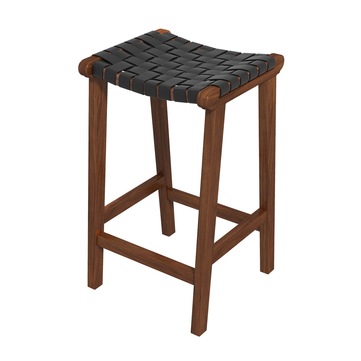 James Mid-Century Modern Genuine Black Leather 29" Bar Stool from Ashcroft Furniture - Luna Furniture