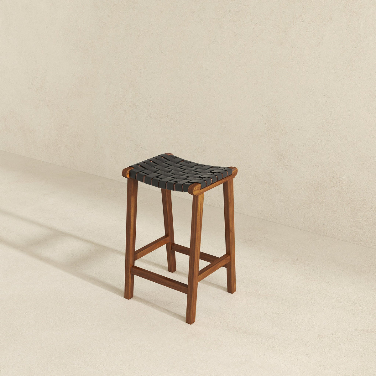 James Mid-Century Modern Genuine Black Leather 29" Bar Stool from Ashcroft Furniture - Luna Furniture