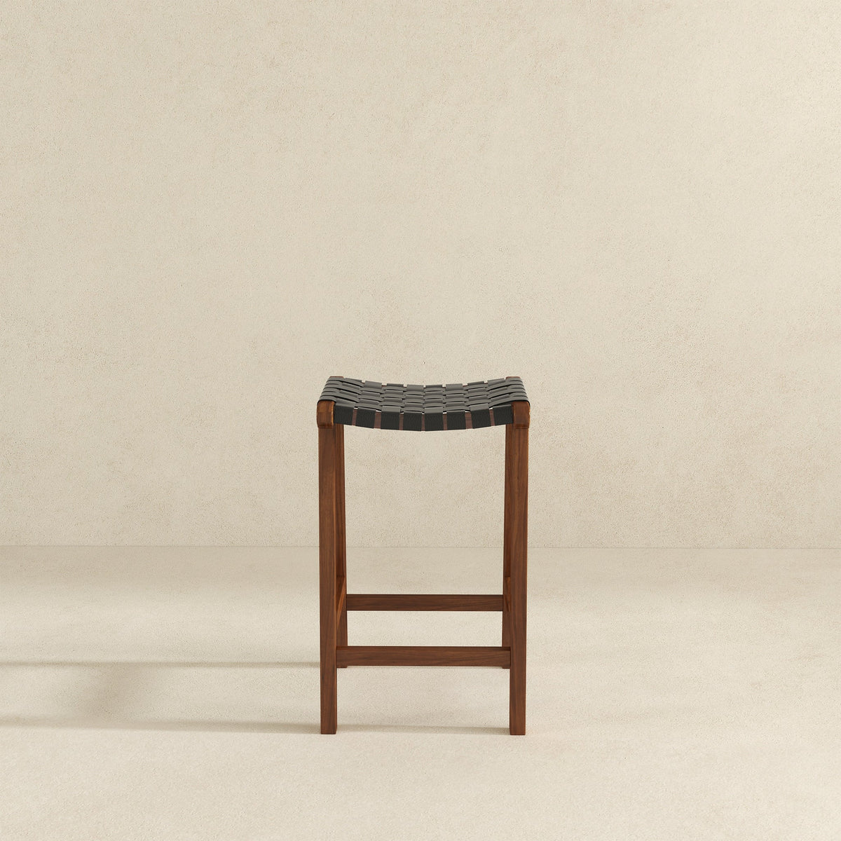 James Mid-Century Modern Genuine Black Leather 29" Bar Stool from Ashcroft Furniture - Luna Furniture