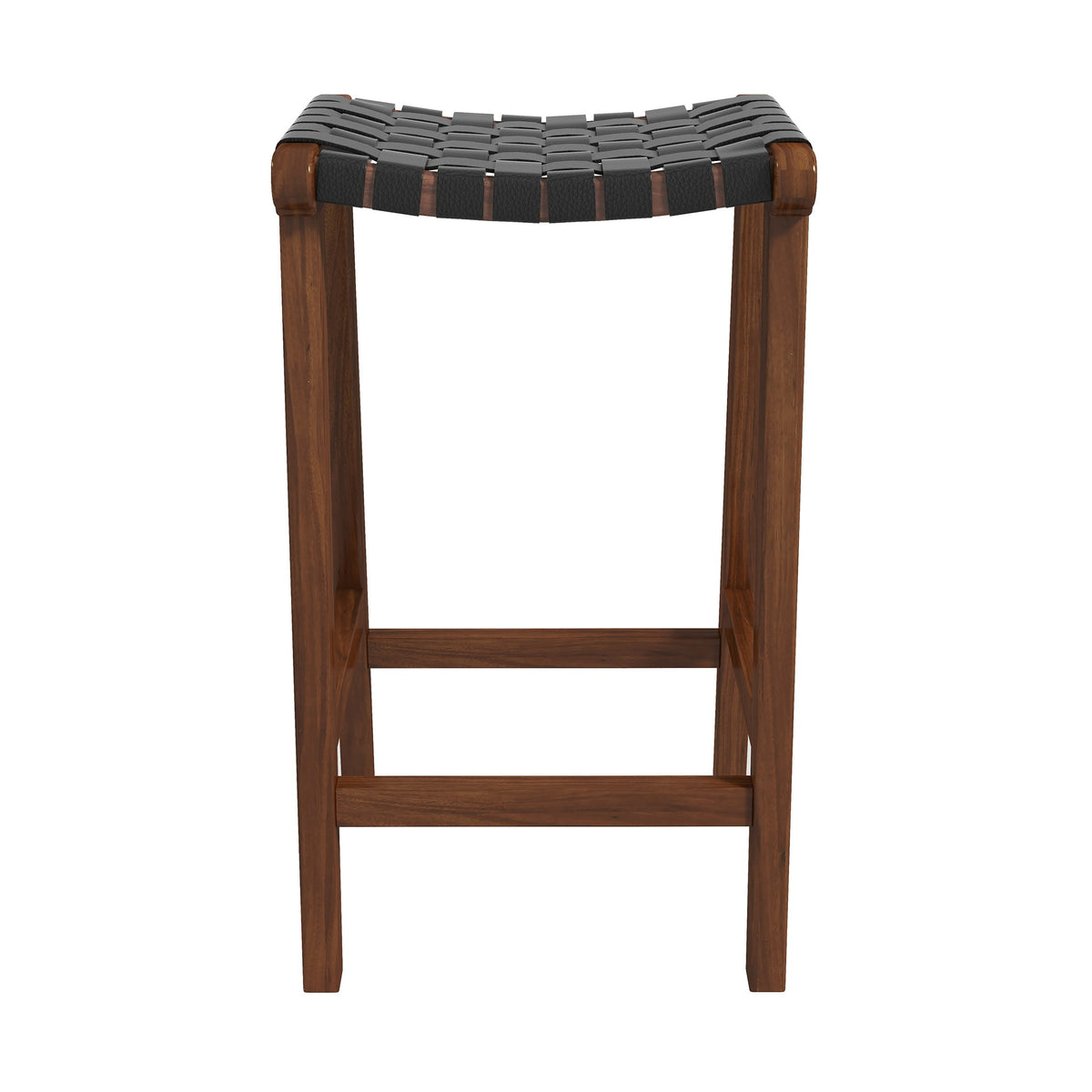 James Mid-Century Modern Genuine Black Leather 29" Bar Stool from Ashcroft Furniture - Luna Furniture