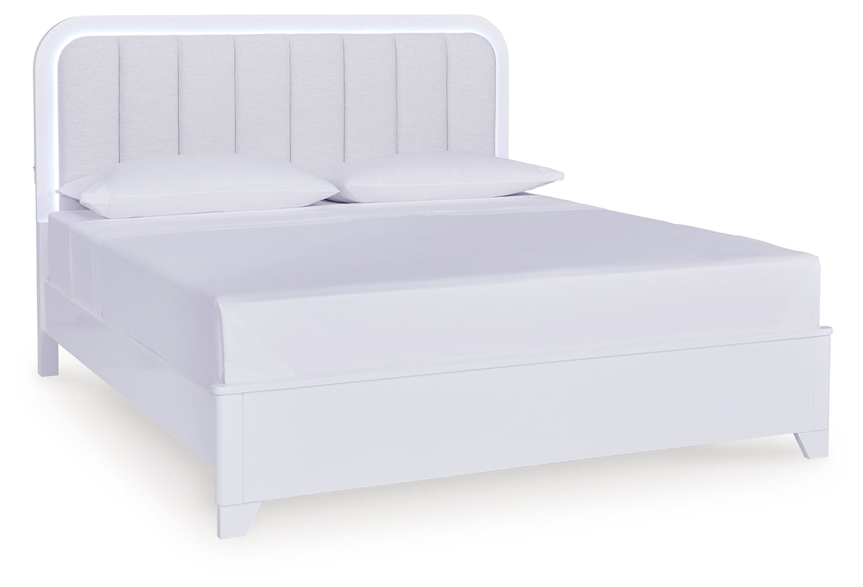 Jarlee White California King Upholstered Panel Bed from Ashley Furniture - Luna Furniture