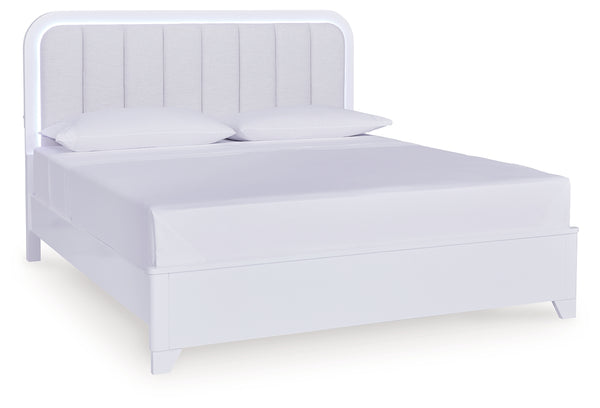 Jarlee White King Upholstered Panel Bed