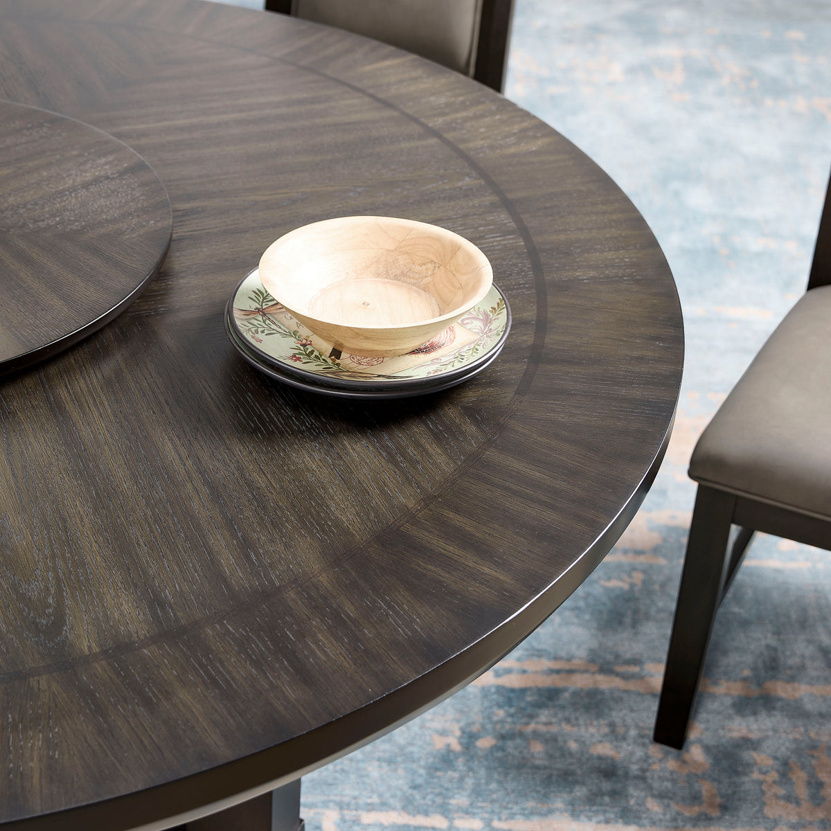 Jeffries Brown Round Dining Table with Lazy Susan from Crown Mark - Luna Furniture